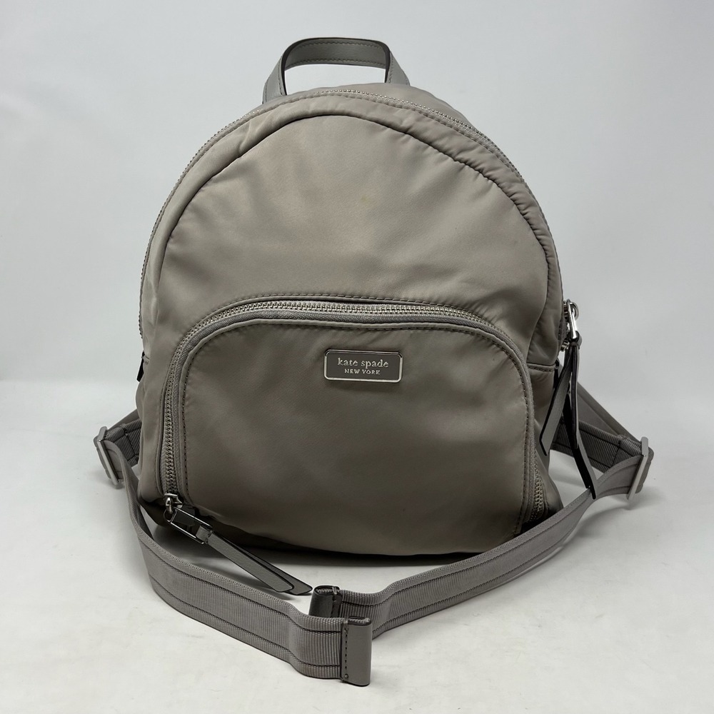 Kate Spade New York Dawn Backpack Purse Unisex Gray Nylon Preppy Minimalist